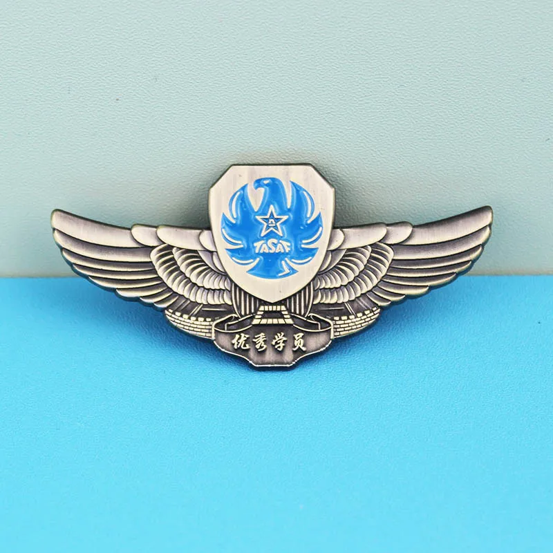 Chinese factories Airline custom logo die-cast metal pilot wing pin badge Pilot wing pin badge