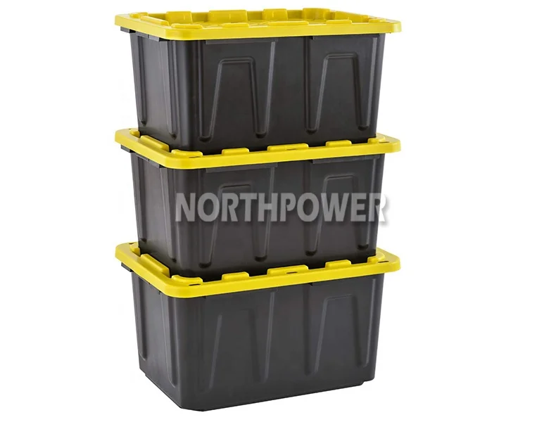Plastic Storage Box 27 Gallon  Heavy Duty Storage Box  Lockable Container Tote large storage box