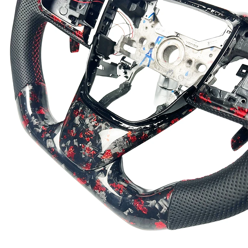 Overspeed warning LED display car steering wheel For Honda Civic Forged red carbon fiber steering wheel