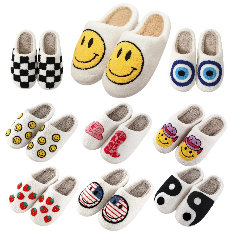 Dropshipping Product 2023 indoor cotton slipper soft smiley face slipper
