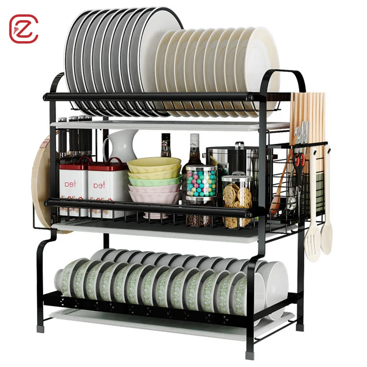 High Quality Metal Dish Drying Rack Kitchen Bowl And Plate Storage Holder Shelf Kitchen Accessories Organizer