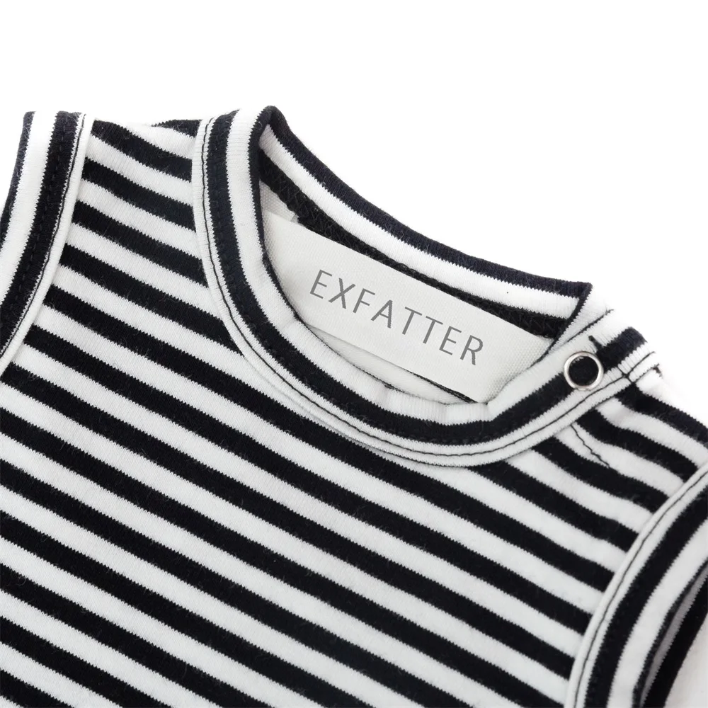 
Custom Organic Cotton Sleeveless Striped Hypo-allergenic Kids Baby Vest Tank Top 