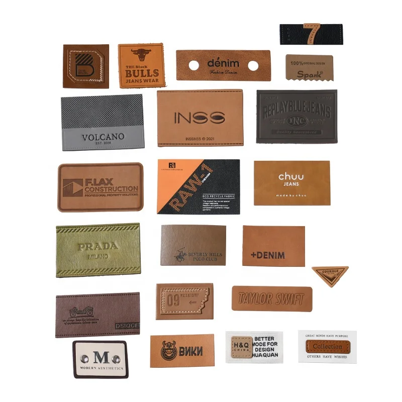 Custom Logo high quality  Debossed Sew On Genuine Tag Jeans Leather Patches Label for Clothing