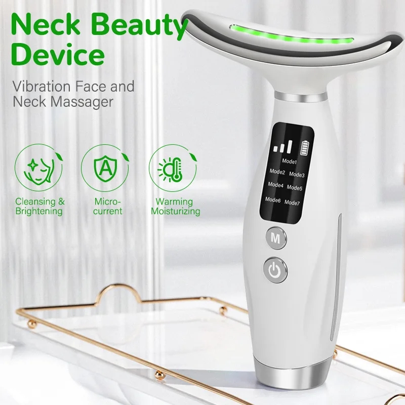 2024  V Line 7 Colors Led Face Lift Device Neck Face Vibration Lifting Massager Anti Wrinkle Skin Massage
