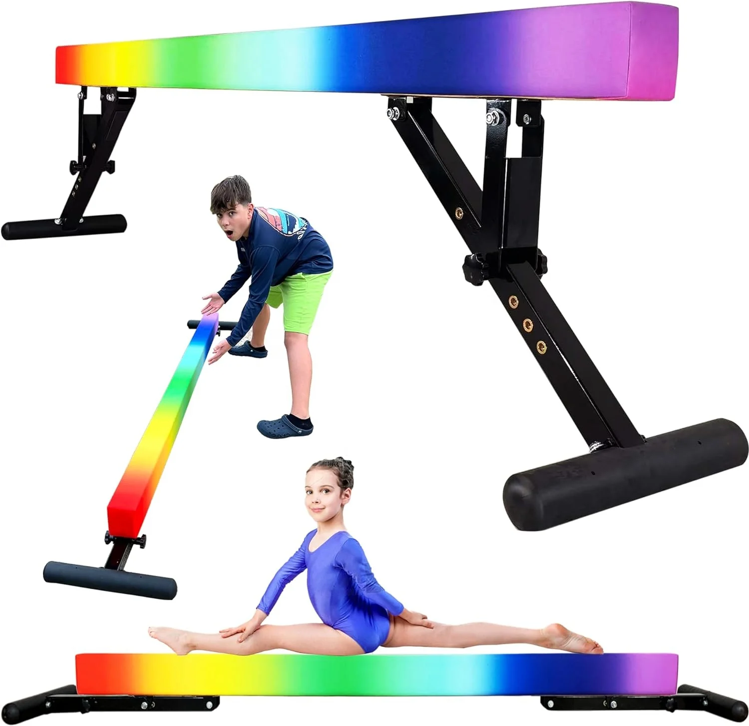 Wholesale 8FT Adjustable Wooden Balance bar  5 Grades Gymnastics Indoor Firm Balance Beam for Gymnastics Training