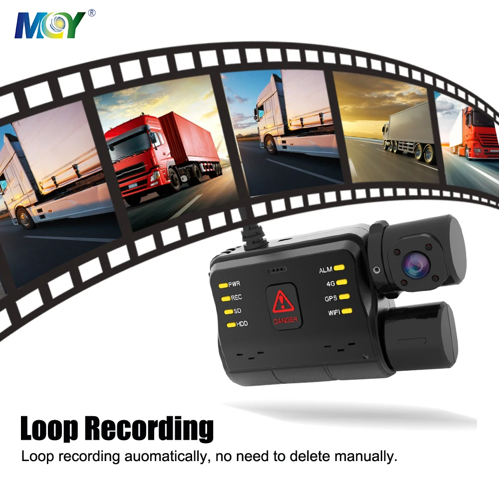 MCY 2K Full Hd Dash Cam Camera Driving Recorder Front And Interior Cabin Dashcam Dual Lens With FREE CMSV6