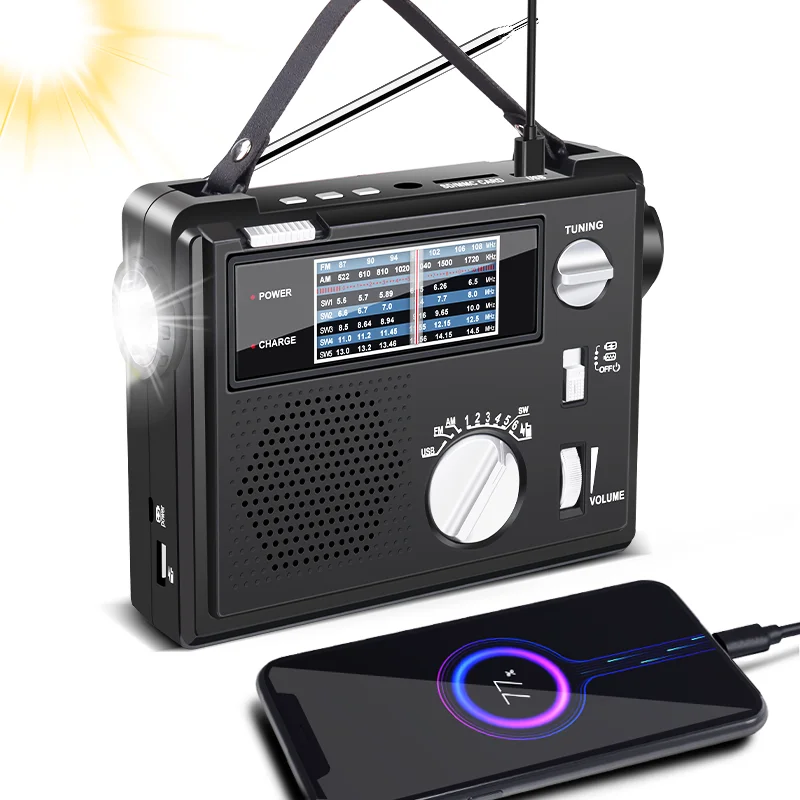 Ручной fm-радиоприемник с питанием от солнечной батареи аварийный