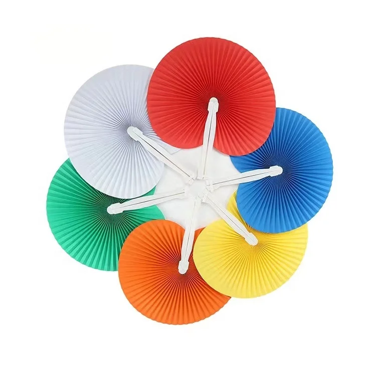 White round Shaped Paper Fans with Handle Hand Fans for Wedding Birthday Party Favors Gifts Fan