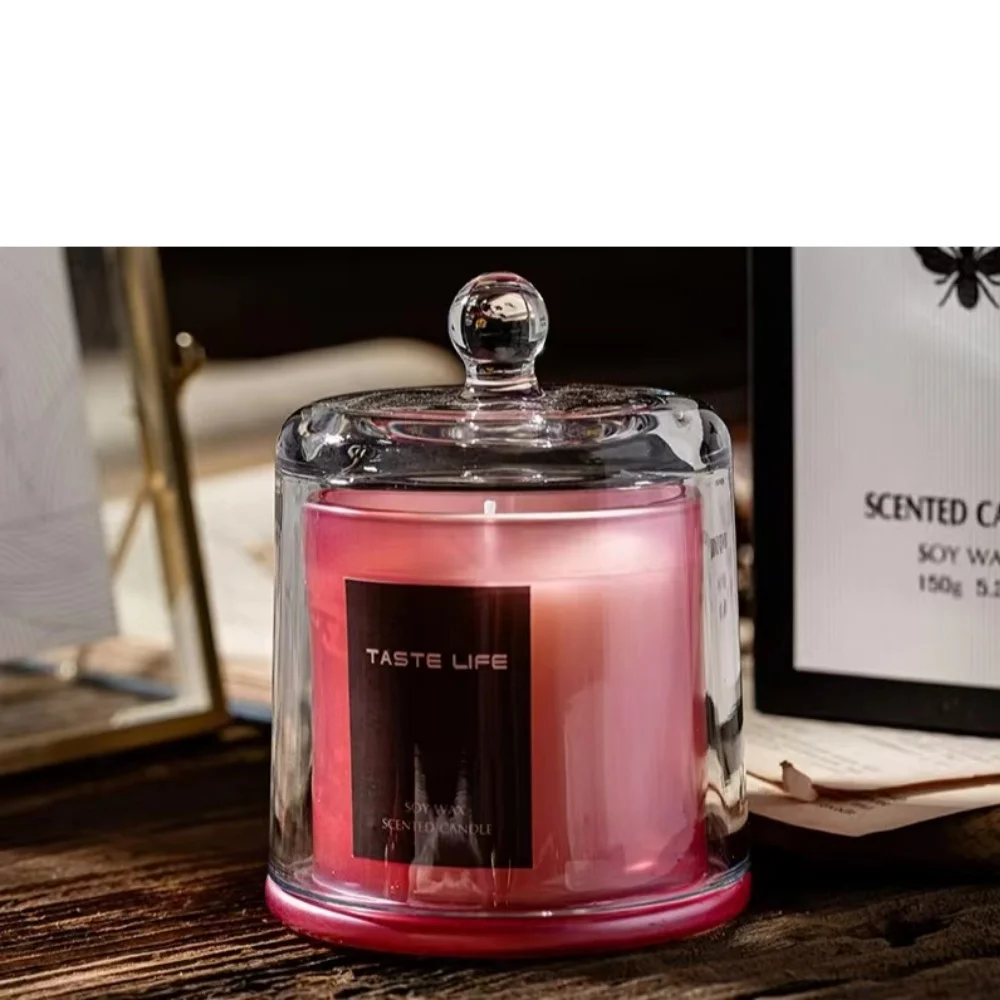 Hot Selling Wedding Birthday Wholesale Luxury Home Fragrance Soy Wax Glass Jars Scented Candles Gifts Set with Glass Dome Cover