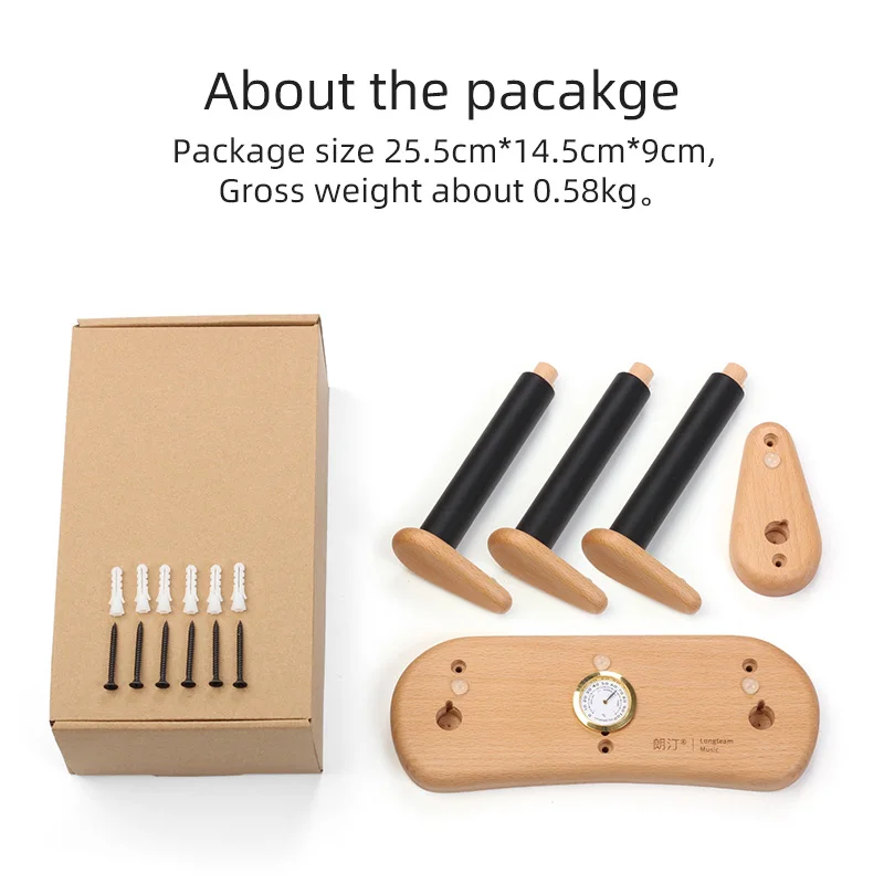 Split Type Solid Beech Wood Ukulele Hange with Hygrometer Wooden Violin Guitar Hanger Guitar Wall Stand Mount Bracket Holder