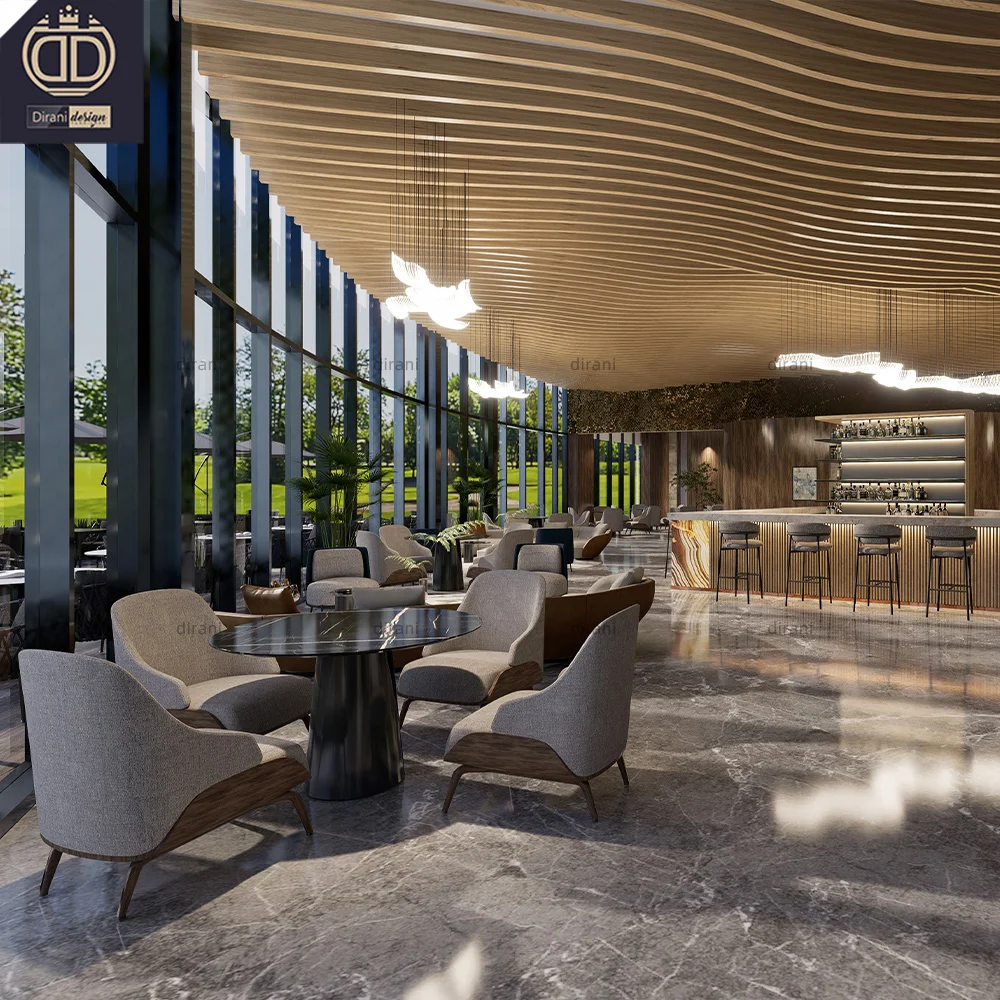 3d rendering hotel restaurant interior designer idea decoration high end modern luxury restaurant interior design