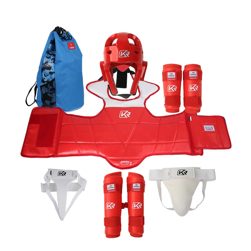 2023 Six pieces Taekwondo protector chest/leg/arm/ helmet and crotch guard /protective gear bag  wtf taekwondo protection
