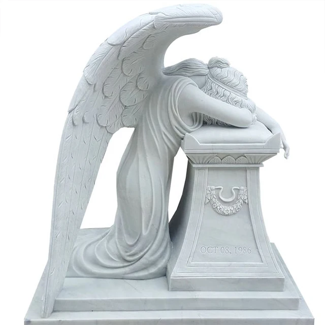 OEM Factory custom White resin Angel Tombstone Pet Ashes Cremation Urns for adult Ashes Container