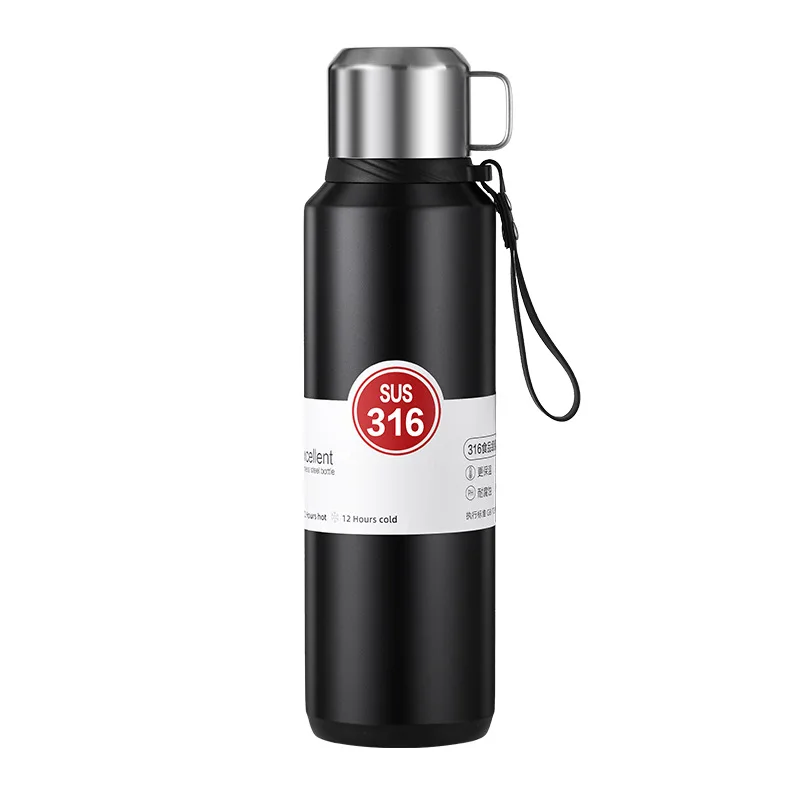 800ml 1L 1.5L stainless steel vacuum flasks & thermoses SUS316 for sports outdoor with cup tea infuser big capacity water bottle