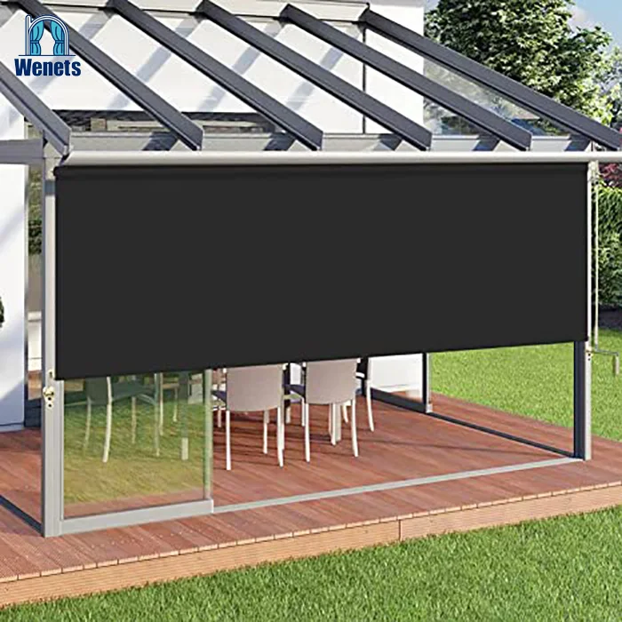 Outdoor Windproof Roller Blind Manual Motorized Exterior Blinds