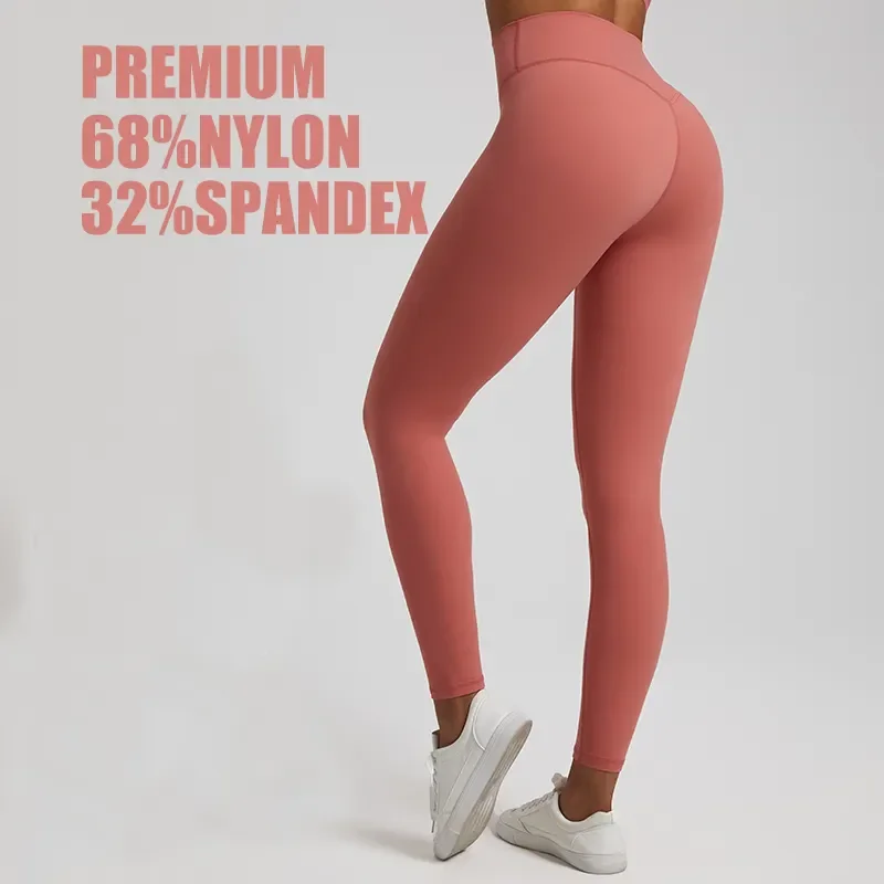 Premium 68 Nylon 32 Spandex  V-Back Seam Gym Yoga Biker Shorts High Waist Breathable Peach Hip Activewear Gym Leggings for Women