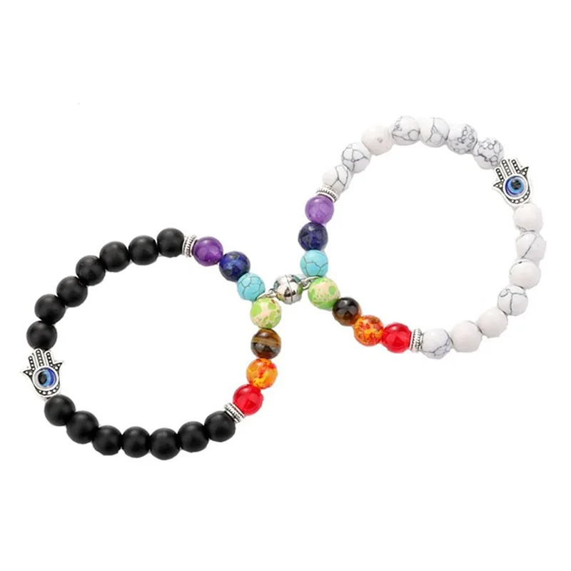 Lateefashion OEM New Natural Stone Chakra Magnetic Bracelet Fashion Heart magnet Bracelet