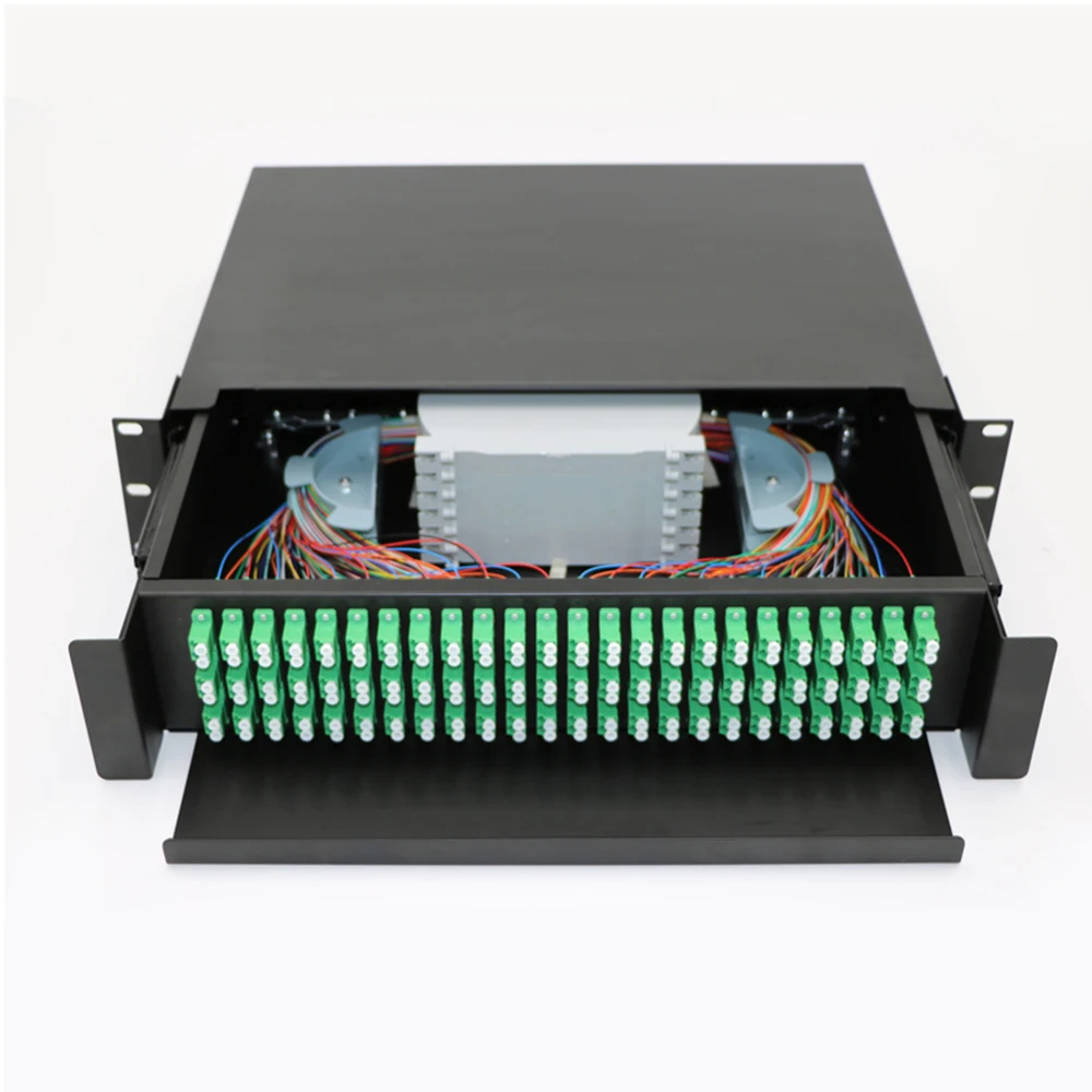 FTTH 1u 12 24 36 48 Port Sc APC Pigtail Adapter Fiber Rack Mount Terminal Box ODF Patch Panel 19 inch Slide tray panel