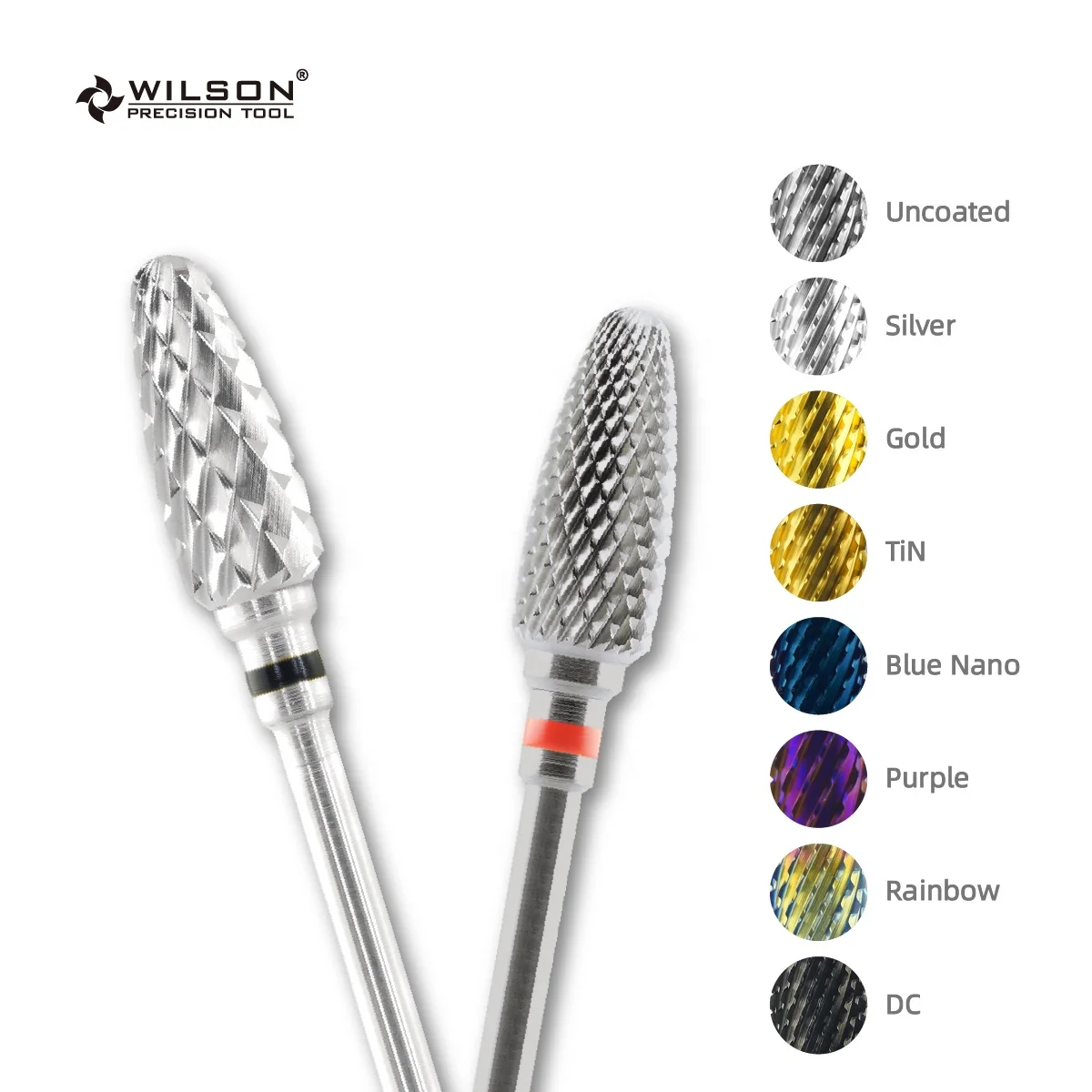 WILSON Remove Acrylic Hard Gel Carbide Nail Drill Bit Set Flame Bits/ Silver Tungsten Carbide Sanding Bands for Nail Drill Bits