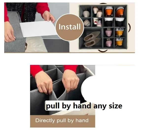 Shoe Organizer for Closet - Large shoe storage boxes Fit 16 Pairs, Fabric Shoe Bin with Clear Cover