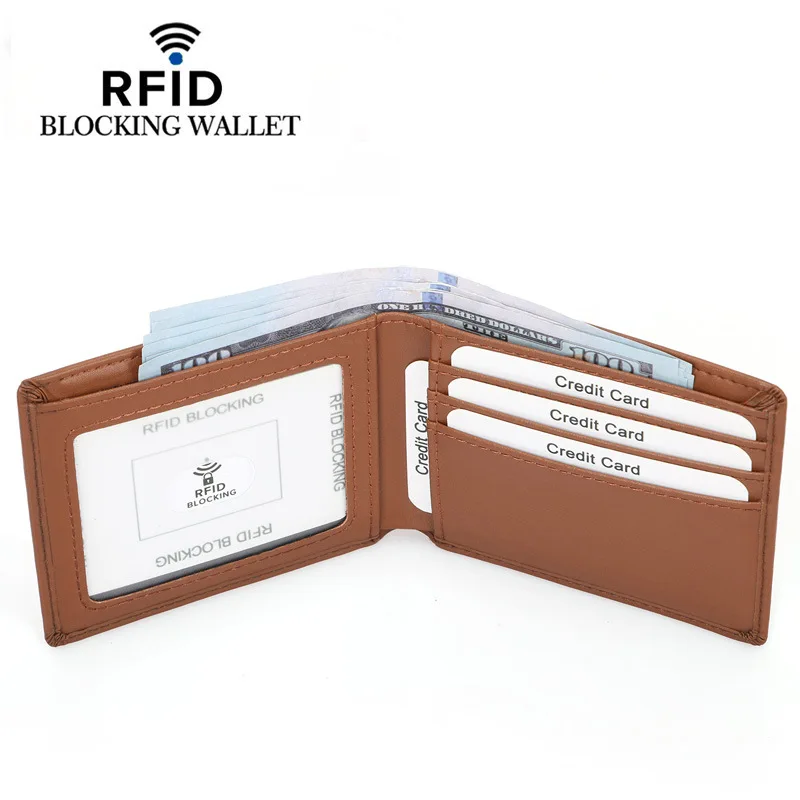 High Quality Cowhide Leather Wallet short Purses Money Credit Card Holder Man Wallets wholesale