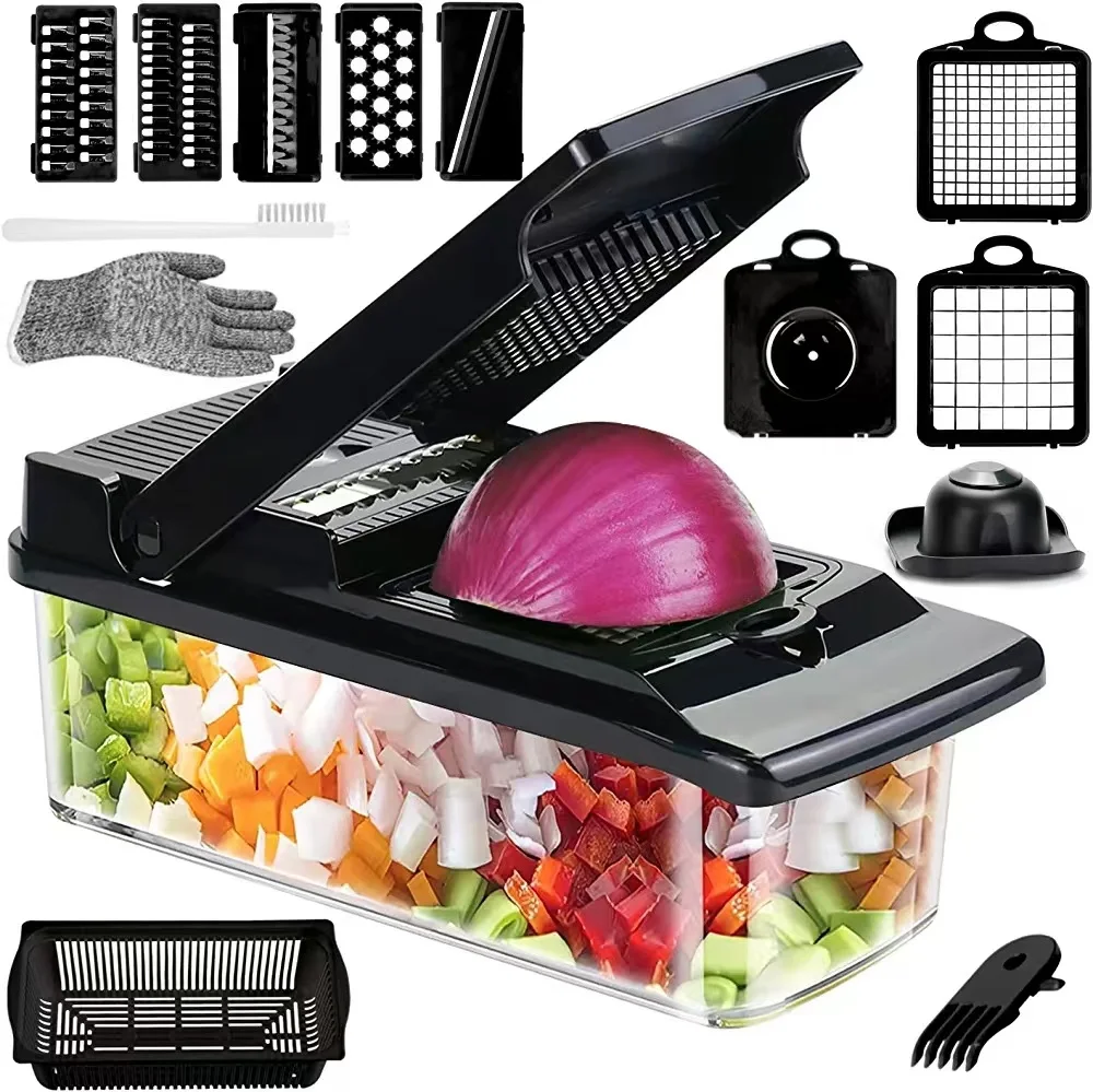 2023 Hot Selling Kitchen Multi 12 In 1 Manual Mandoline Fruit Vegetable Cutter Onion Dicer Veggie Slicer Vegetable Chopper