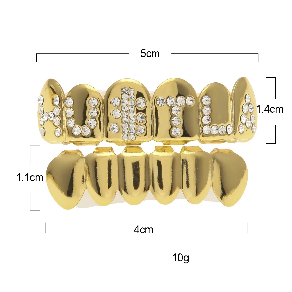 Новинка хит продаж медный хип-хоп золотые буквы алфавит зубы Grillz для людей
