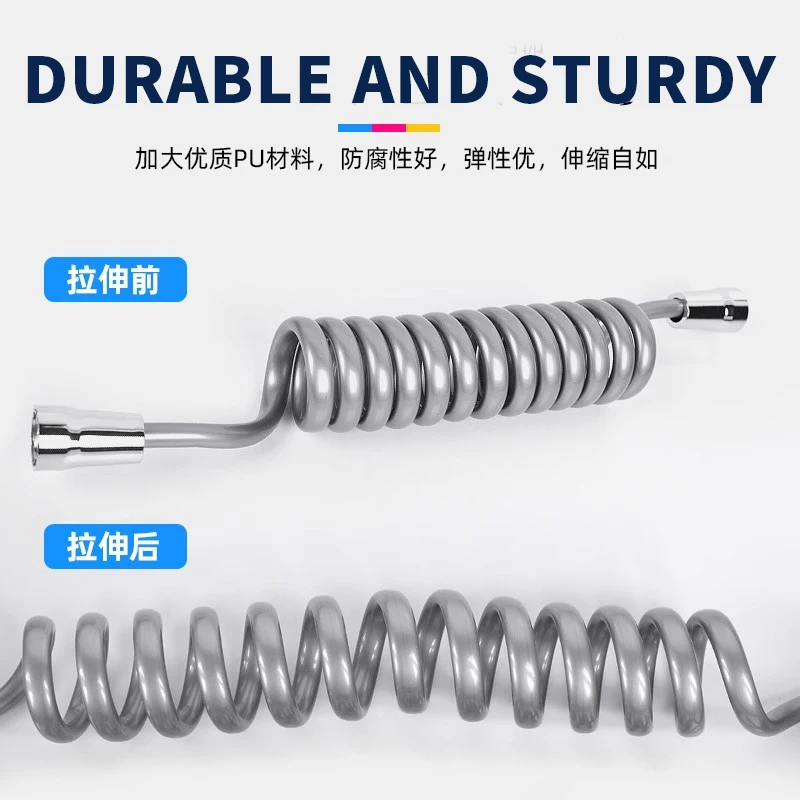 1.5m Telephone Line Shower Hose PU Bathroom Spring Flexible for Water Plumbing Toilet Bidet Sprayer Bathroom Accessories