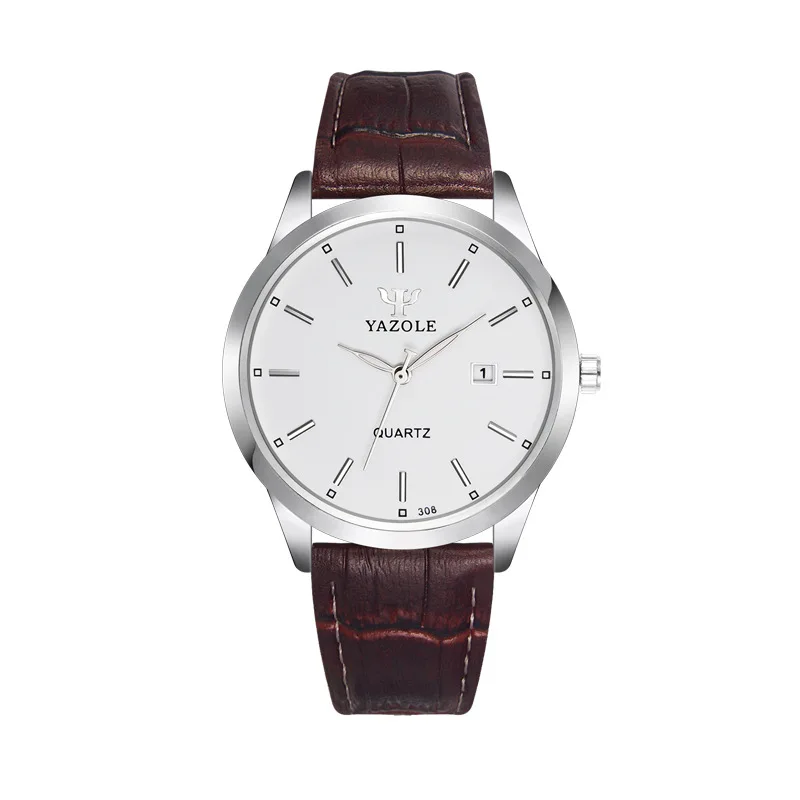 YAZOLE M 308 Men High Quality top grade Watches for business Men Leather Band Wrist Man Watch with date and Luminous