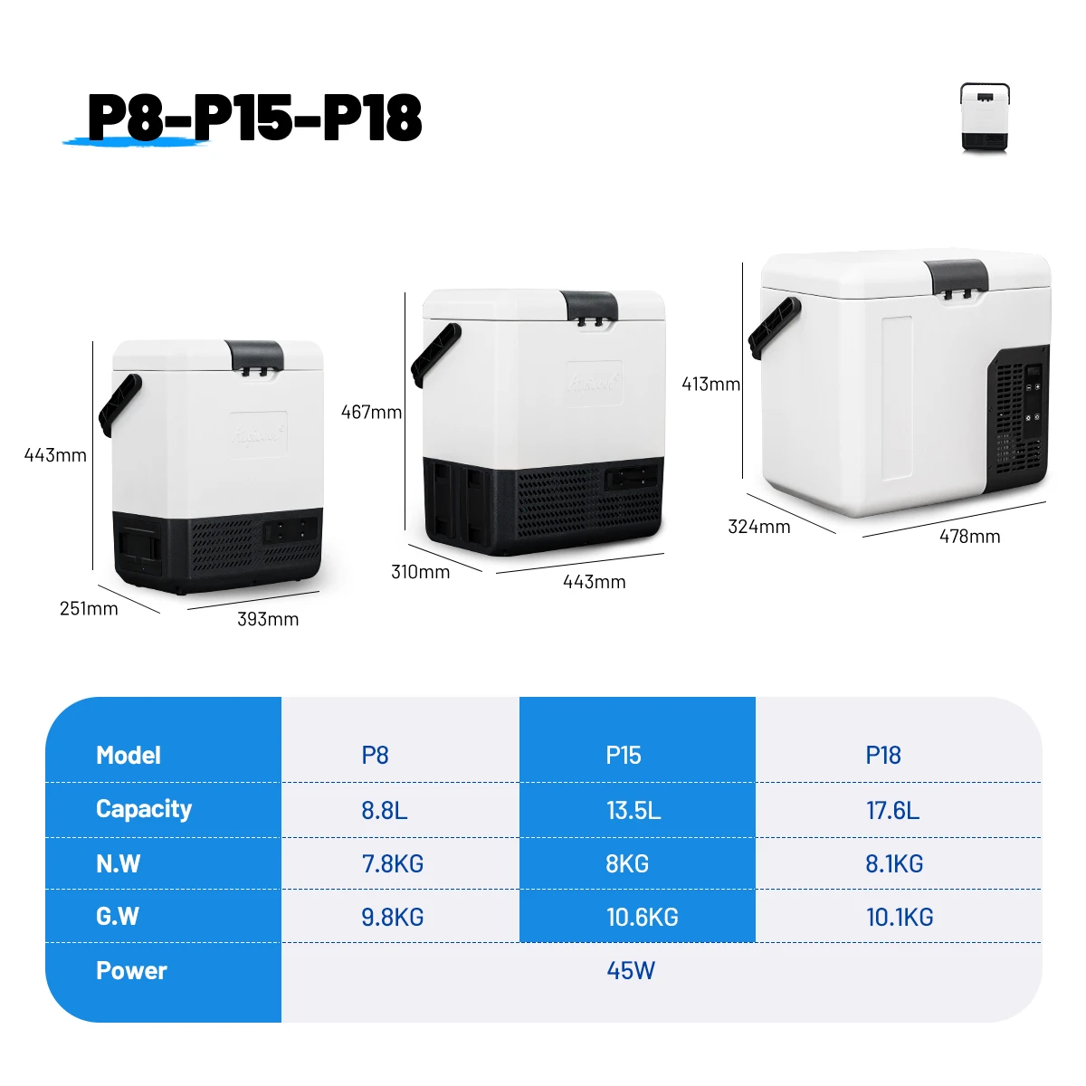 P18 Alpicool Solar Fridge Freezer Travel Battery outdoor mini Refrigerator for bar DC compressor Compact Camping Electric Cooler