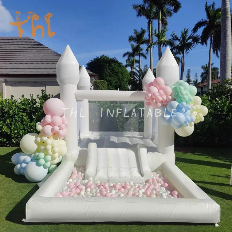 Commercial PVC Bounce House Inflatable Bouncer White Bounce House With Ball Pit For Kids Party