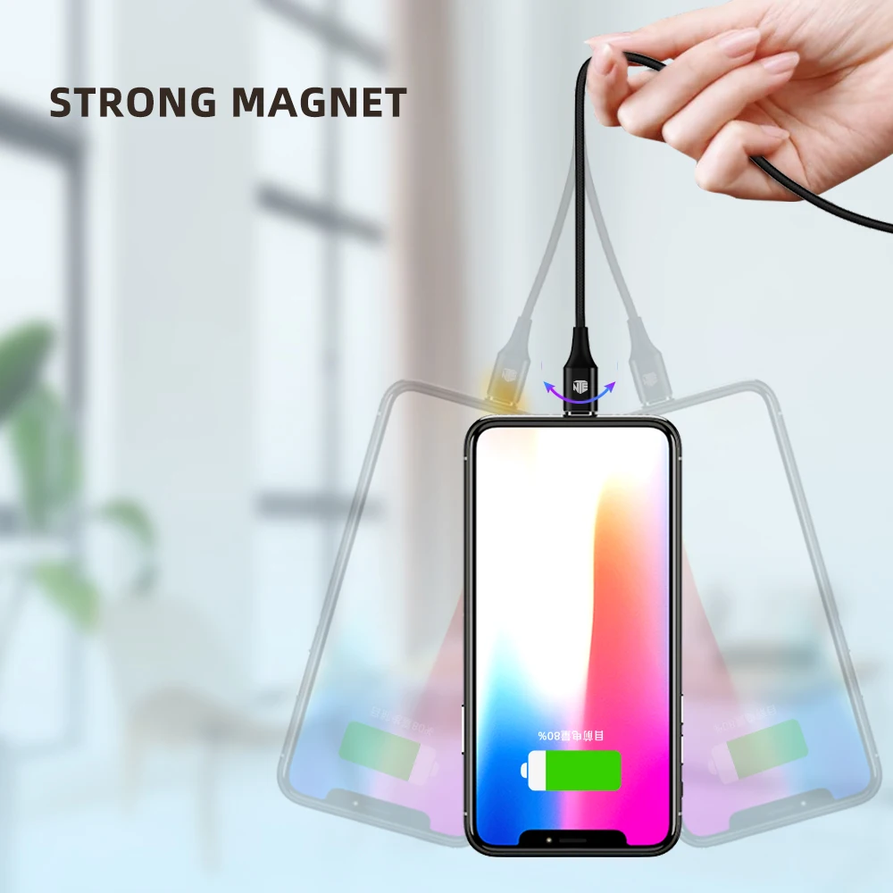 
2 in 1 Cable Magnetic USB Charger USB Charging Data LED Metal Micro USB Function Cables Magnetic Phone Charger 