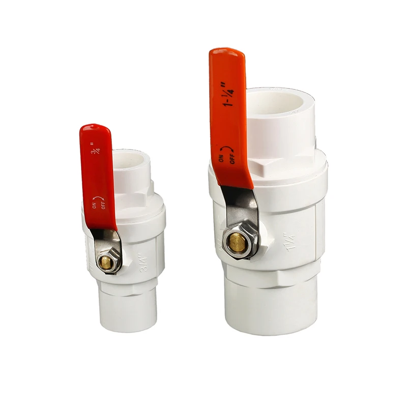 China supplier plastic polychrome pvc two pieces ball valve with stainless steel handle