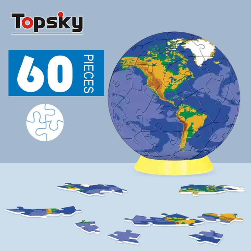 Plastic 3D World Globe Map Jigsaw Puzzle Games Early Education Assembly DIY 3D Jigsaw Model World Geography Puzzle for Kids