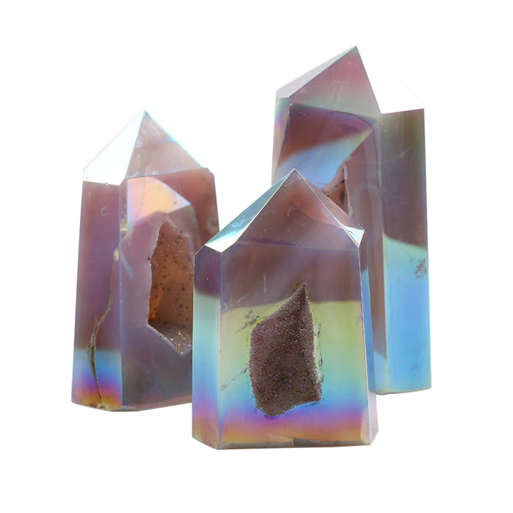Natural Raw Healing Crystals Spiritual Quartz Angel Aqua Aura Druzy Agate Geode Tower Point