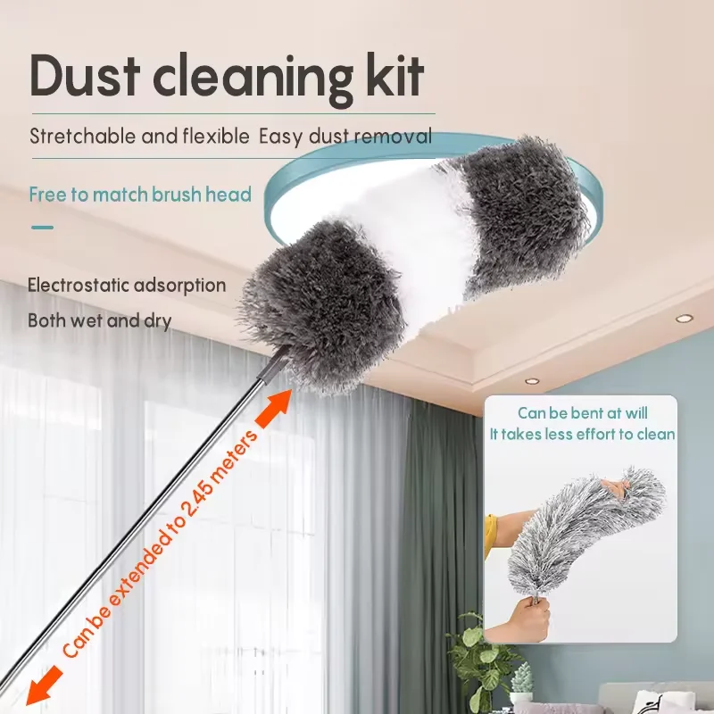 Multifunctional duster, detachable, washable, easy to clean, housekeeping, retractable duster, multi-purpose duster