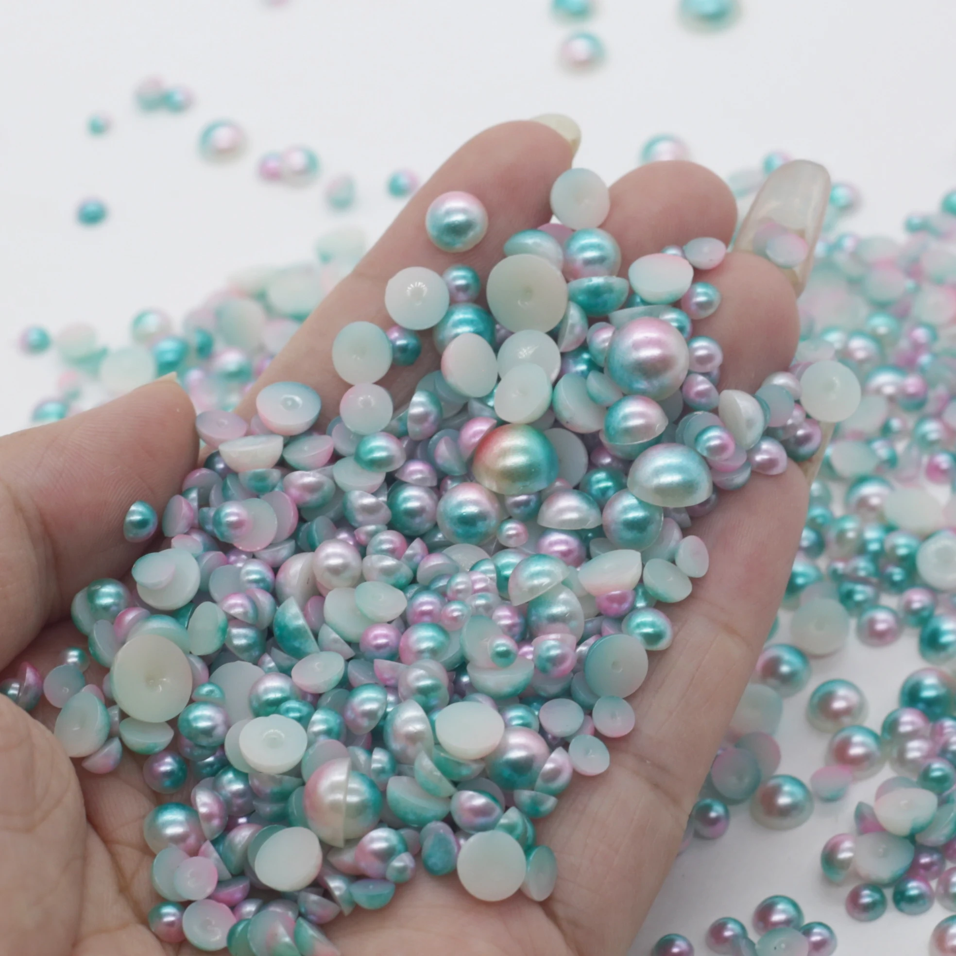 XULIN Free Sample Customized Mix Size ABS Half Flatback Pearls Bulk Rhinestone And Pearl Mix