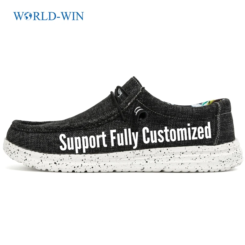 World-win original brand custom canvas shoes casual boat shoes espadrilles wholesale price men slip on loafers