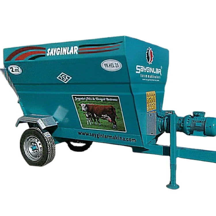 Livestock Feeding Equipment Horizontal Auger Tractor Pto Powered 2m3 Feed Mixer