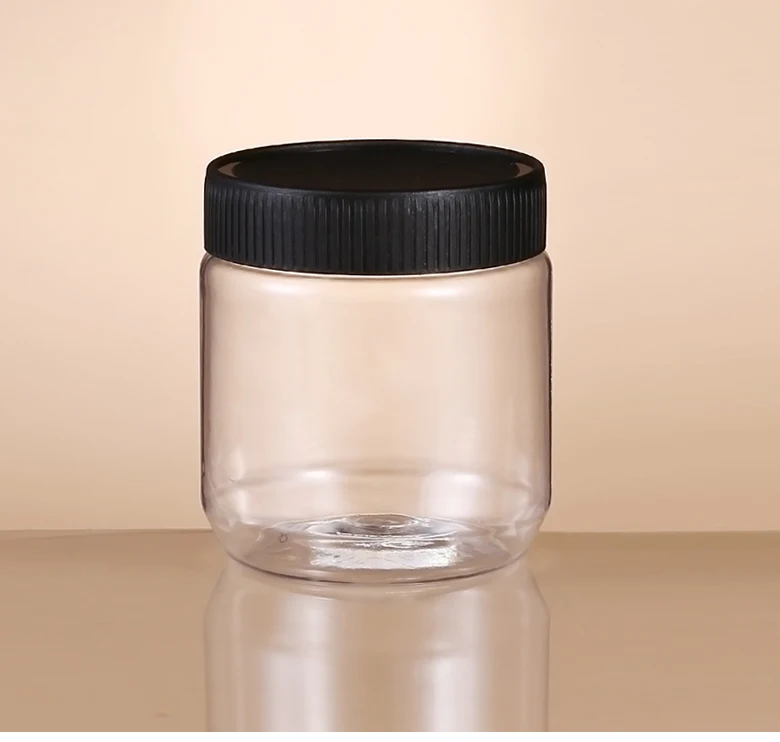 Round Clear Plastic Jars  Airtight Round Container 8oz Plastic Jars With Lids for Dry Food, Peanut Butter, Honey and Jam Storage