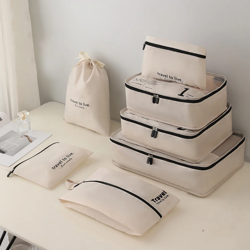 Customized white black 8pcs packing cubes for storage luggage high quality travel organizer compression packing cubes set