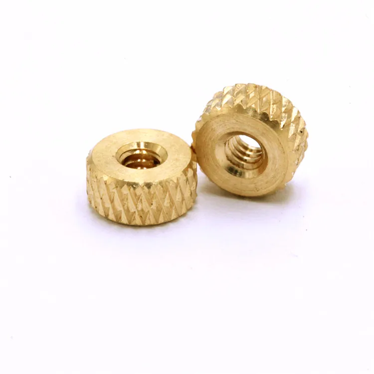 
Zine Plated Flat Head Round Straight Knurled Inserts Nuts with Collar M4 