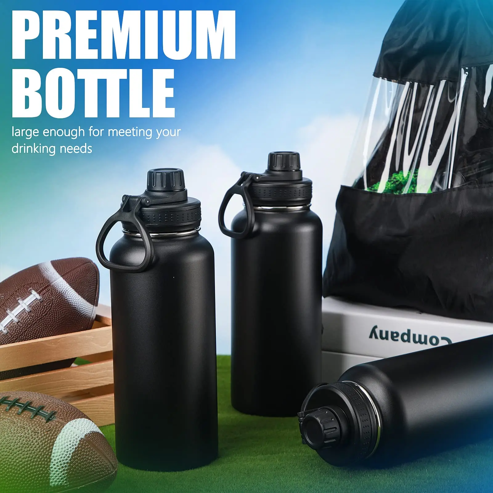 32oz 40oz Removable 2 in 1 Wide Mouth Stainless Steel Insulated Water Bottle Drinking Bottle BPA Free