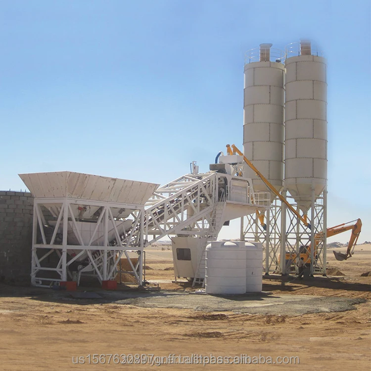Mobile Concrete Mixing Plant Belt Conveyor Engine Core Cement Silo Construction Wet Mix Concrete Batching Plant