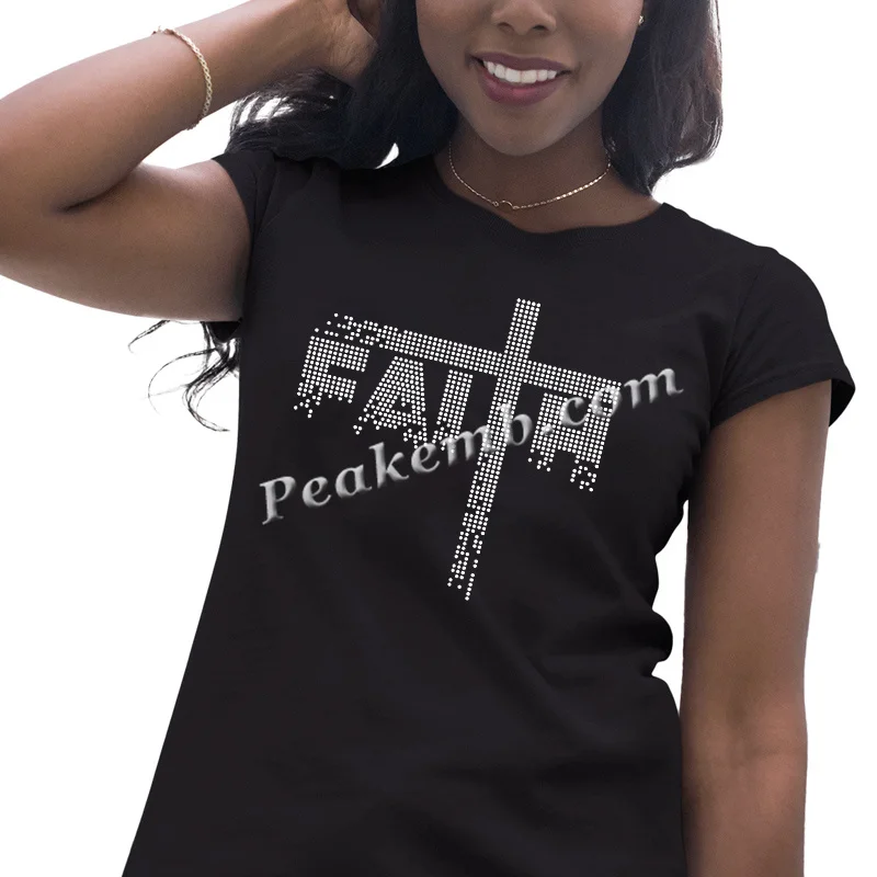 Hotfix Faith Crystal Rhinestone Trim Decoration Wholesale Hot Fix Believe Jesus Faith Rhinestones Tape For Dress