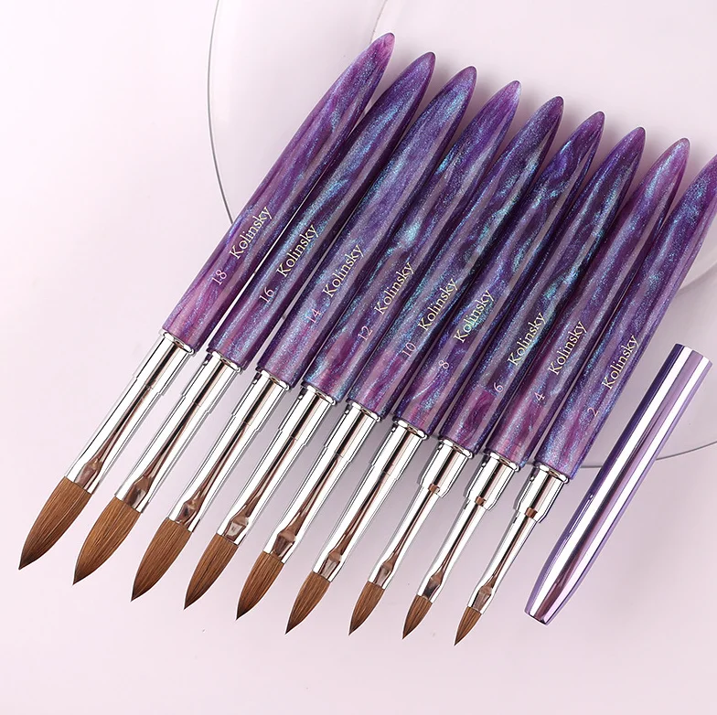hot sale metal handle kolinsky hair nail brush luxury package acrylic nail art brush
