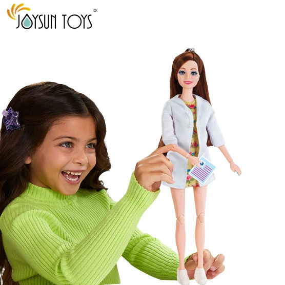 Doll Dressed in White Coat with Stethoscope With Exam Table and Accessories Doctor Doll
