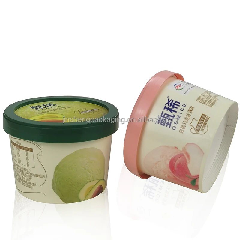 Pint print ice cream cup food grade bpa free eco friendly frozen safe 4oz 5oz 6oz ice cream cup pp with lid and spoon