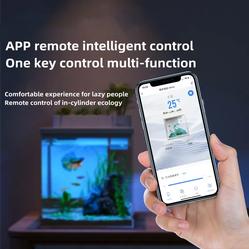 Aquarium fish tank suitable for beginners multi-color light combination can remotely control 9L intelligent small fish tank