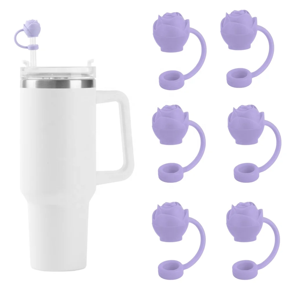 Recycling Rose Style Water Bottle Straw Hat Hygiene And Safety Silicone Water Bottle Straw Stopper